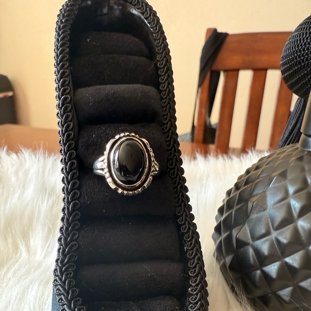 C24 Elegant Black Onyx Stone Ring set in a 92.5% Silver
Setting